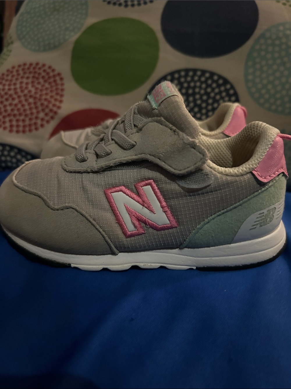 New Balance Kids Gray and Pink Accent Sneakers